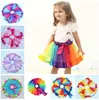 Ny Baby Girl Kids Sequins Princess Lace Dress Party Formell Bröllop Tutu Klänningar Baby Ärmlös Rainbow Dress