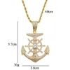 Hip Hop Ship039S Anchor Roer Diamanten Hangdoek kettingen voor mannen Luxe ketting Real Gold Copper Zirkons Cubaanse ketens 1972844