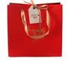 Paper Gift Bags with Ribbon and Thank You Card Candy Food Presents Packing Bag with Handles for Christmas Wedding