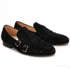 Nieuwe suède loafers met zwarte strass hasp bruiloft en feest casual schoenen Soing slippers grote size mannen flats0