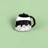 Coffee pot enamel pins brooches for women night sky stars moon black badge mountain lapel pin creative badge jewelry gift to a friend