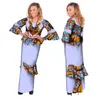 Afryki Bazin Riche Hafty Topy i Ruched Maxi Spódnice Zestawy dla kobiet Afryki Drukuj 2 sztuki Spódnice Zestaw Odzież Splice Wy173