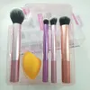 Hot 4 pieces powder puff brush Makeup Brushes Sets Make Up Brushes Set With Metal Box Packing PFQI