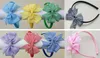 Dziewczyna Alice Hair Hoop Gingham Bows Opaski do włosów pokryte wstążką Posylki do włosów szkolne plastikowe płyty na głowę akcesoria 24pcs FJ31358858269