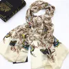 WholeNew brand silk scarves 180CM 65CM 100 silk material print Flower butterfly pattern hand hemming long scarf for women1297983