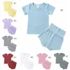 Bébé Pyjamas Ensembles Solide Garçons Hauts Shorts 2pcs Ensemble Coton Infantile Fille Vêtements De Nuit À Manches Courtes Enfant Vêtements De Nuit Enfants Vêtements 16 Couleurs 5361