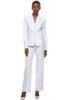 Custom made beyaz kadın pantolonlar bayanlar iş ofis smokin örgün iş elbisesi 2 adet ceket + pantolon kadın takım elbise