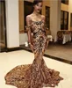 2020 New Gold lusso nero Prom Dresses Mermaid fuori spalla sexy africano promenade Vestidos Special Occasion Dresses Evening Wear 3994