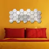 3D hexagon akryl spegel vägg klistermärken diy konst väggdekor klistermärken heminredning vardagsrum speglad dekorativ klistermärke3404948