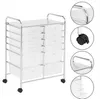 Free shipping US STOCK Wholesales Clear 12-Drawer Organizer Cart Rolling Cart Steel Frame and Plastic Boxes Cart