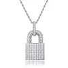 Hip Hop Kupfer Zirkon Vorhängeschloss Anhänger Halsketten link Kette schloss Halsketten kragen ras du cou collier femme für frauen männer