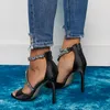 con box sexy tacchi alti neri designer di strass cristallino sandali donne scarpe estive dimensioni da 35 a 42