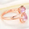 Gros-Animal Rose Or Couleur Chat Bague pour Femmes Filles Rose Cristal Pierre Chaton Bague Ouverte Réglable Bijoux Cadeaux anillos