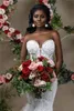 Amazing Mermaid Lace Wedding Dresses Beading Sweetheart Neck Sleeveless Bridal Gowns Sweep Train Tulle robes de mariée