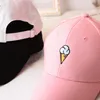 Sombrero de verano para mujer, sombrero con visera HipHop, bordado de helado, Gorras Snapback, gorra de béisbol para mujer, ajustable, rosa, blanco, negro, Gorras 633922086