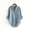 Blouses pour femmes Chemises 303-1820 Japon et Corée du Sud Printemps Bouton ouvert Bouton de couleur unie Poche à manches longues Chemise en coton1