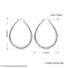 Plated sterling silver large Elliptical faceted prismatic earrings DASE293 size 5.4X4.0CM;women's 925 silver plate Hoop & Huggie earring