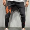 Męskie dżinsy Repunk Nowe streetwear elastyczne mężczyzn rozerwane chude dżinsy Slim Fit Dżins