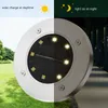 Solar Powered Ground Light 8 LED Paisagem Lawn Lamp Início Jardim Ao Ar Livre Escadas de Estrada PIR Sensor Térreo Luz