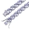 Bracelet de chaîne de tennis plaqué or 18 carats Hip Hop CZ Zircon 8 10 mm à une rangée de diamants glacés pour hommes femmes chaînes cubaines rappeur bijoux cadeaux