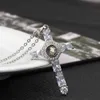 S371 الأزياء والمجوهرات الحلي الإسقاط قلادة الماس المعلقات الكلمات الصليب قلادة القلائد