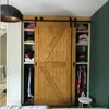 Single Track Bypass Walk In Line Folding Sliding Barn Wood Door Hardware Interior Sliding Door Black Steel Rustic Sliding Track Kit