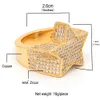Copper Gold Silver Rosegold Color Plated Quality Stone Star Shape Hip Hop Jewerly Rings Mens Iced Out Diamond Rings2747901