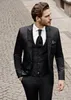 ファッションブラックメンズウェディングタキシードピークラペルスリムフィットグルーミングタキシード素晴らしい男性ジャケットブレザー3ピーススーツ（ジャケット+パンツ+ネクタイ+ベスト）1850