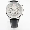 新しいスポーツデートウォッチChronometre Navitimer Quartz Chronograph Watch Mens Classic Wrist Watch White Dial Black Leather Strap322Z