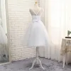 Sheer Scoop Neck Tulle Cocktail Dresses 2019 pärlor korta prom klänningar vintage knä längd festklänning300p