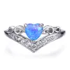 10 Pcs lot 925 Sterling Silver Rings Crown Heart Blue White Opal Gems For Women Weddings Party American Australia Ring Jewelry296U