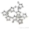 500Pcs Antiqued Silver Open Star Charms Pendants For Jewelry Making Bracelet Necklace DIY Accessories 12X15mm