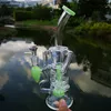 10 Inch Hookahs Double Recycler Beaker Glass Bong Fab Egg Turbine Percolator Oil Dab Rigs Water Bongs 14mm Female Joint Water Pipes With Bowl Pink Green Purple