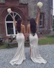 Vestido de Festa Longo Deep V Neck Mermaid Bridesmaid Dresses Side Slit Cross Back Robe Demoiselle D'Honneur Wedding Party Gown klänning