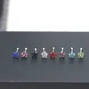 20pcs/box Body Nose Piercing Jewelry Nose Rings Silver Nose Studs For Women Colored Crystal Flower Nail Jewelry Wholesale SH190727