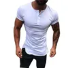 Elegante tinta unita Tee Tops Uomo T Shirt Manica corta Muscolo Jogging Bodybuilding Tee Abbigliamento maschile Slim Fit Bianco Rosa Tee7674033