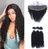 Brazilian Deep Wave Human Hair Weaves 3 Bundles with 13x4 Lace Frontal Ear to Ear Full Head Natural Color Can be Dyed