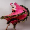 Costume de danse à manches courtes pour femmes vêtements de danse de style espagnol scène adulte rouge nationale Performance porter festival féminin danse longue dres