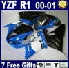 ZXMotor högkvalitativa kättkit för Yamaha R1 2000 2001 Vitblå Svart Fairings YZF R1 00 01 ZH36