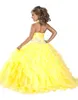 Cute Yellow Girls Pageant Dresses Princess Halter Beaded Ruffles Party Cupcake Prom Dress For Short Girl Pretty Flower Girl Dresse257b
