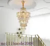 Bâtiment post-moderne Duplex Lustre en cristal clair extra long pendentif en or LED cristal Rotating Lampes pour Staircase Villas Hôtel MYY