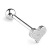 14Ga (1.6mm) Percing Jewelry Tongue Ring Stainless Steel Heart Sand Blasting Leveraged Tongue Rings Body Piercing Jewelry