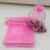 Hot Sales! 100 -stcs/veel roze met trekkoord Organza sieraden Gift Pouch Tassen voor bruiloft zijn kralen sieraden 7x9cm, 9x11 cm .13x18 cm etc.