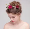 Vintage Wedding Bridal Tiara Bourgogne Flower Crown pannband strass hårtillbehör smycken huvudstycke smycken rose fest headd7889369