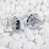 SHUNXUNZE dropshipping plata esterlina 925 encanto compromiso de la boda pendientes para las mujeres joyería Accesorios oscuro Azul circonio cúbico S-3702