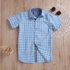 Kinderen Zomer Solid plaid T -shirts Babyjongen kleren Korte mouw losse tops katoenen rooster Casual shirts peuter boutique gentleman sui2334473