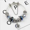 Hot Selling Christmas Style Bracelet Moon & Star Midnight Blue Crystal CZ Charm Bead Bangle Fashion Jewelry Accessories Chamilia European