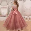 Pink Tutu Dress Wedding Girls Ceremonies Dress Children's Clothing Flower Elegant Princess Formal Party Gown For Teen Girls