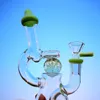 Unikalne szklane bongs zielony fioletowy blask w ciemnej piłce Hikahs Odwrócone showhead Percolator Rurki wodne z miską Pączkową perc 14 mm DAB Rigs