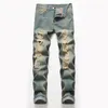 Herrjeans 2021 Herr Casual Hole Slim Rak Plisserade Biker Byxor Herr Denim Herr Plus storlek 42